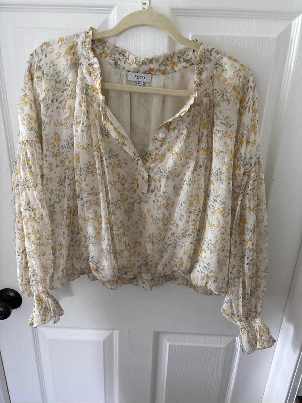 Fate Cream Blouse with Yellow Floral Print